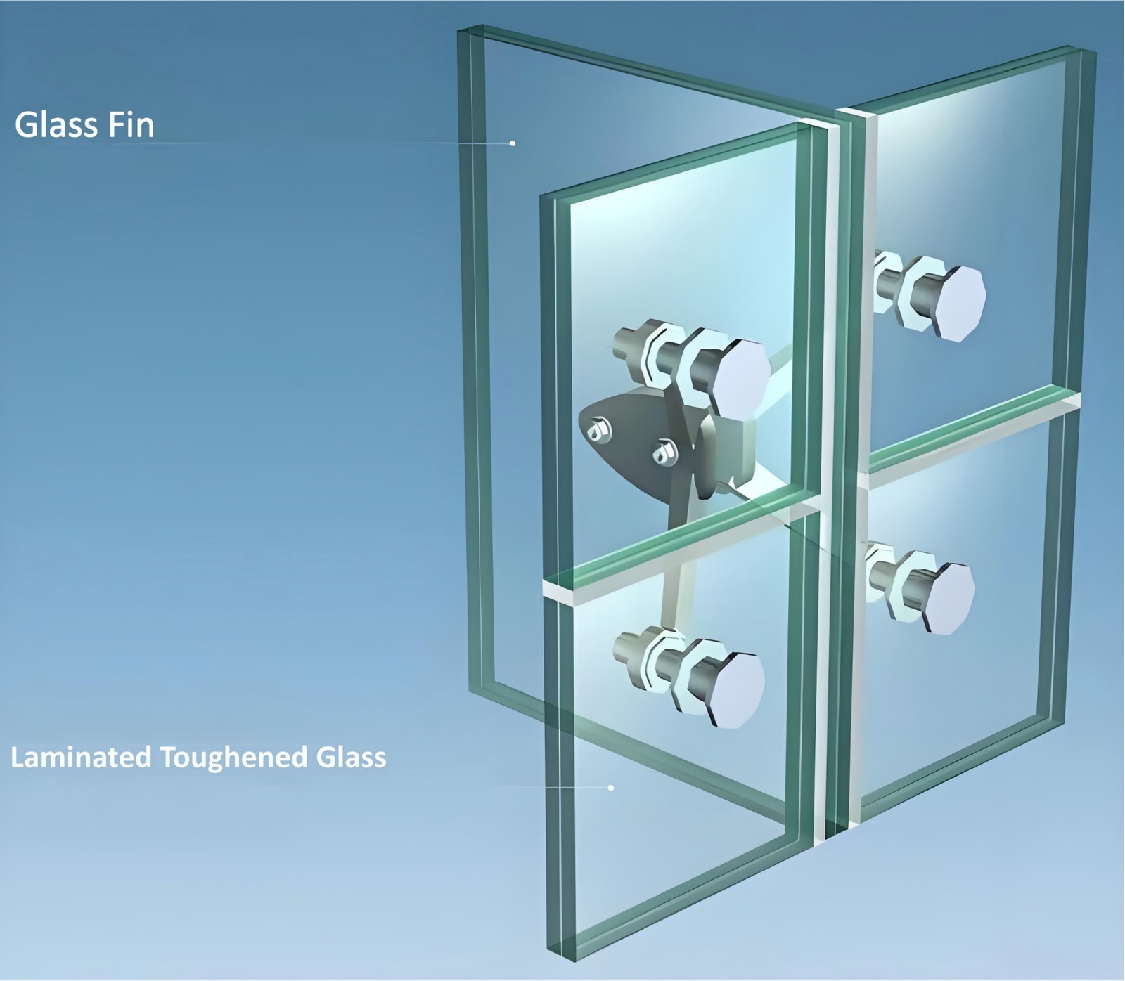 Exceptional 12+12mm Laminated Glass Frameless Curtain Wall System-High ...