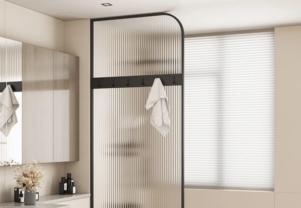 Fluted glass shower enclosure