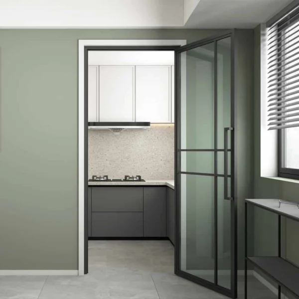 durable aluminum swing door with tempered glass