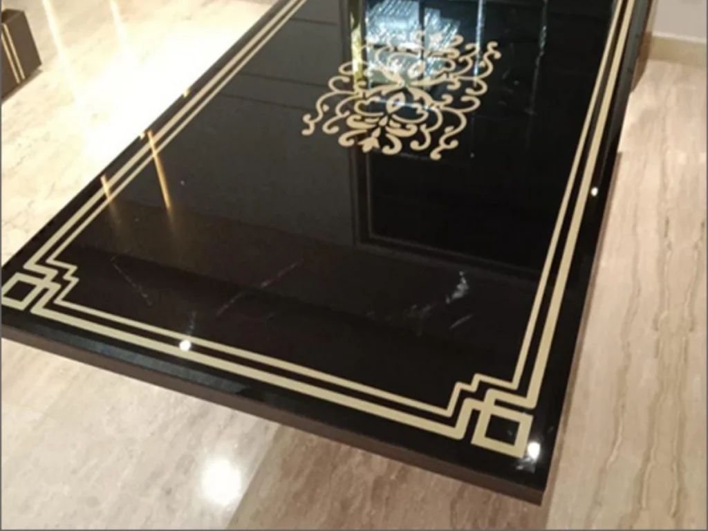 Black ceramic frit glass table top
