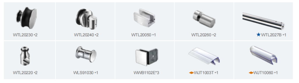 Hardware for glass shower room